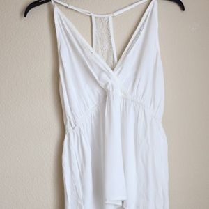 White Summer Tank with Lace Detail